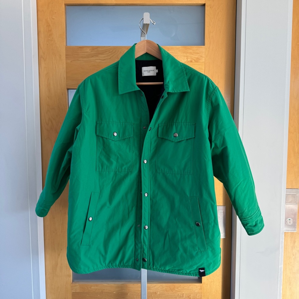 MAISON KITSUNE Black and Green Quilted Jacket